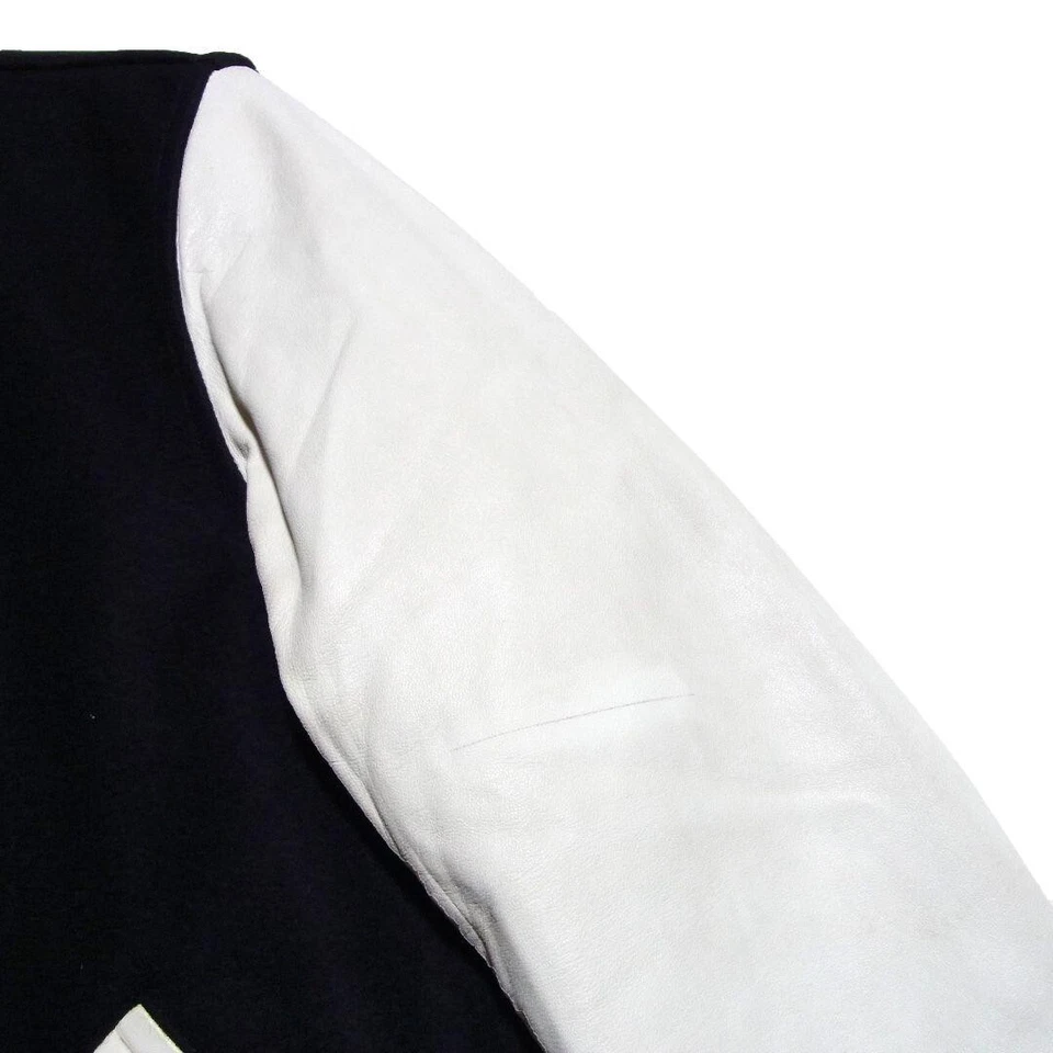 Mastermind Japan Sleeve Leather Cashmere Numbering Varsity Jacket S Black/White - Image 4 of 4