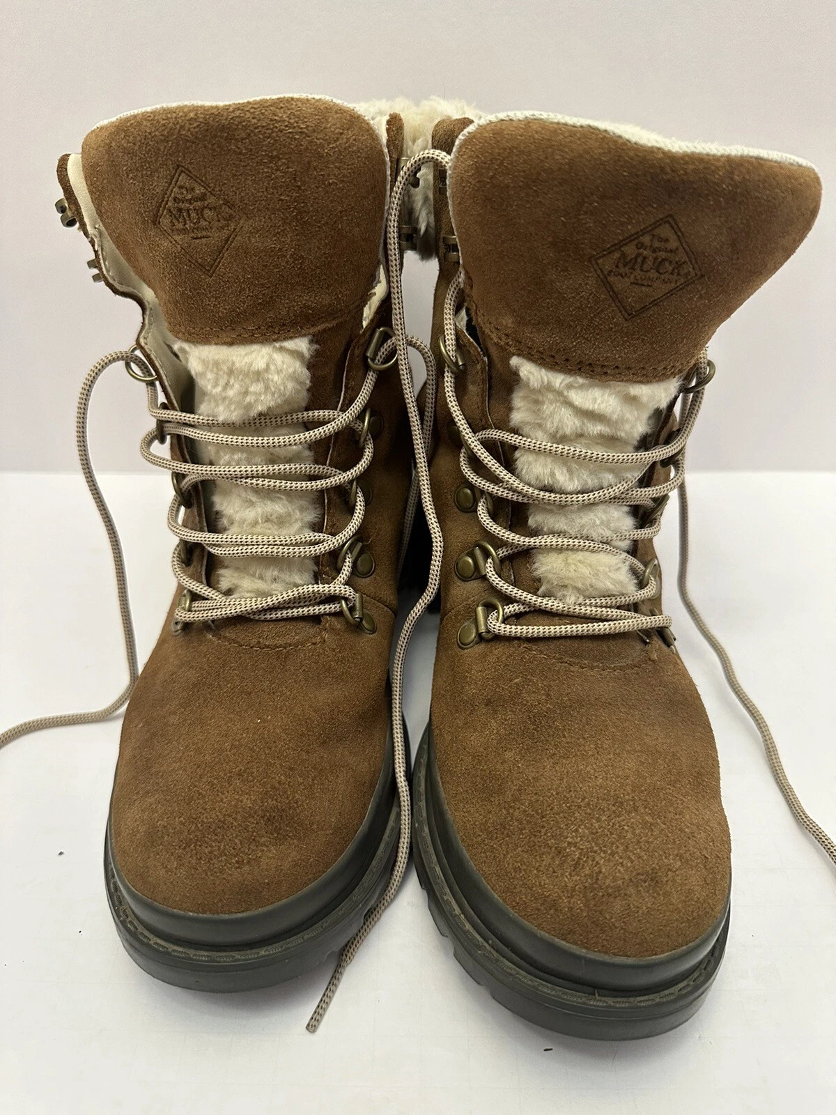 Bottes cheville en cuir brun suprême Muck Boot Company Liberty dentelle alpine 7,5
