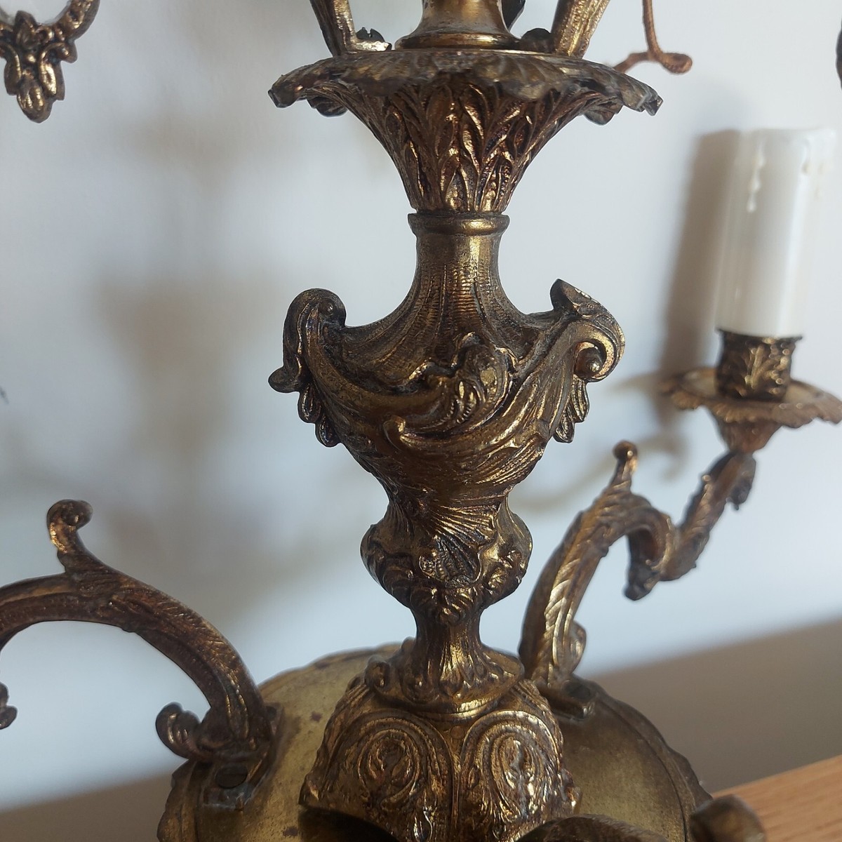 paire de Vintage Solid Brass 3-Candle Candelabra chandelier Made in