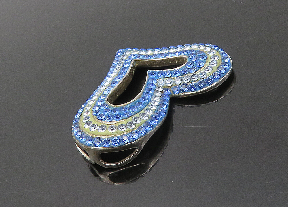 SWAROVSKI 925 Silver Vintage Blue Crystal Open Love Heart Pendant