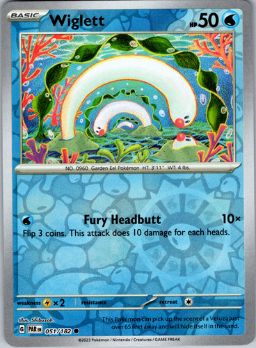 Pokemon - Wiglett - 051/182 - Reverse Holo - Paradox Rift  - NM/M