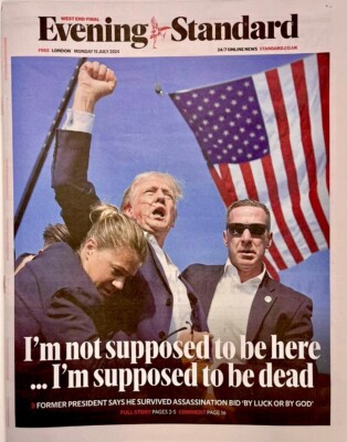 Präsident Donald Trump Faust Pump Shot UK Abend Standard Zeitung Juli 2024