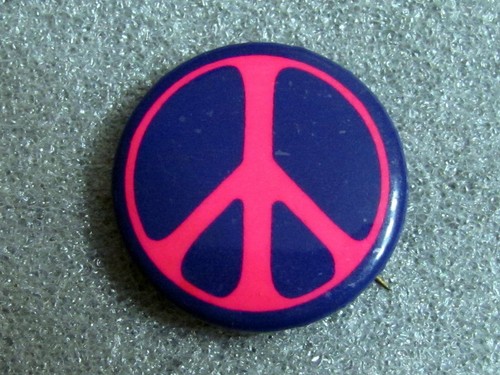 1960's Peace Button 1 1/4" Pink/Purple Pinback