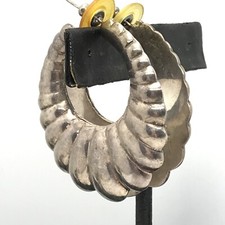 Vintage Hecho En Mexico TO-02 925 Sterling SIlver Hollow Hoop Pierced Earrings