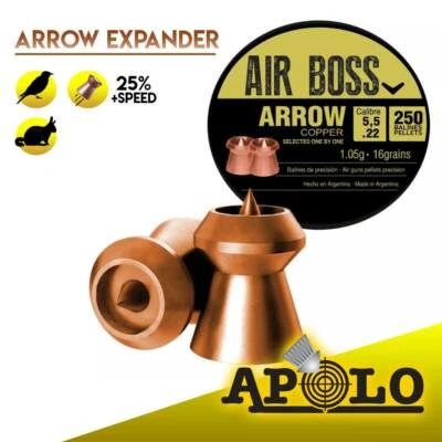 Air Boss Copper Arrow DIABOLOS Spitzkopf 5,5mm 250 Stück verkupfert
