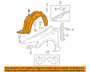 Honda Oem 06 11 Civic Front Fender Liner Splash Shield Left 74151snaa00 Ebay