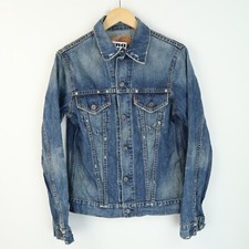 LEVIS Mens Red Tab 70505 Blue Denim Trucker Jacket  SZ S / M (M2730)