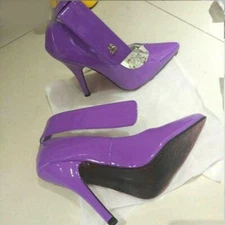 Pointy Toe Stiletos 12cm High Heel Lockable Padlock Womens&Men Ankle Strap Shoes