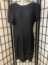 Vintage Stenay Women's High Quality Silk Beaded Evening Cocktail Dress Sz 8