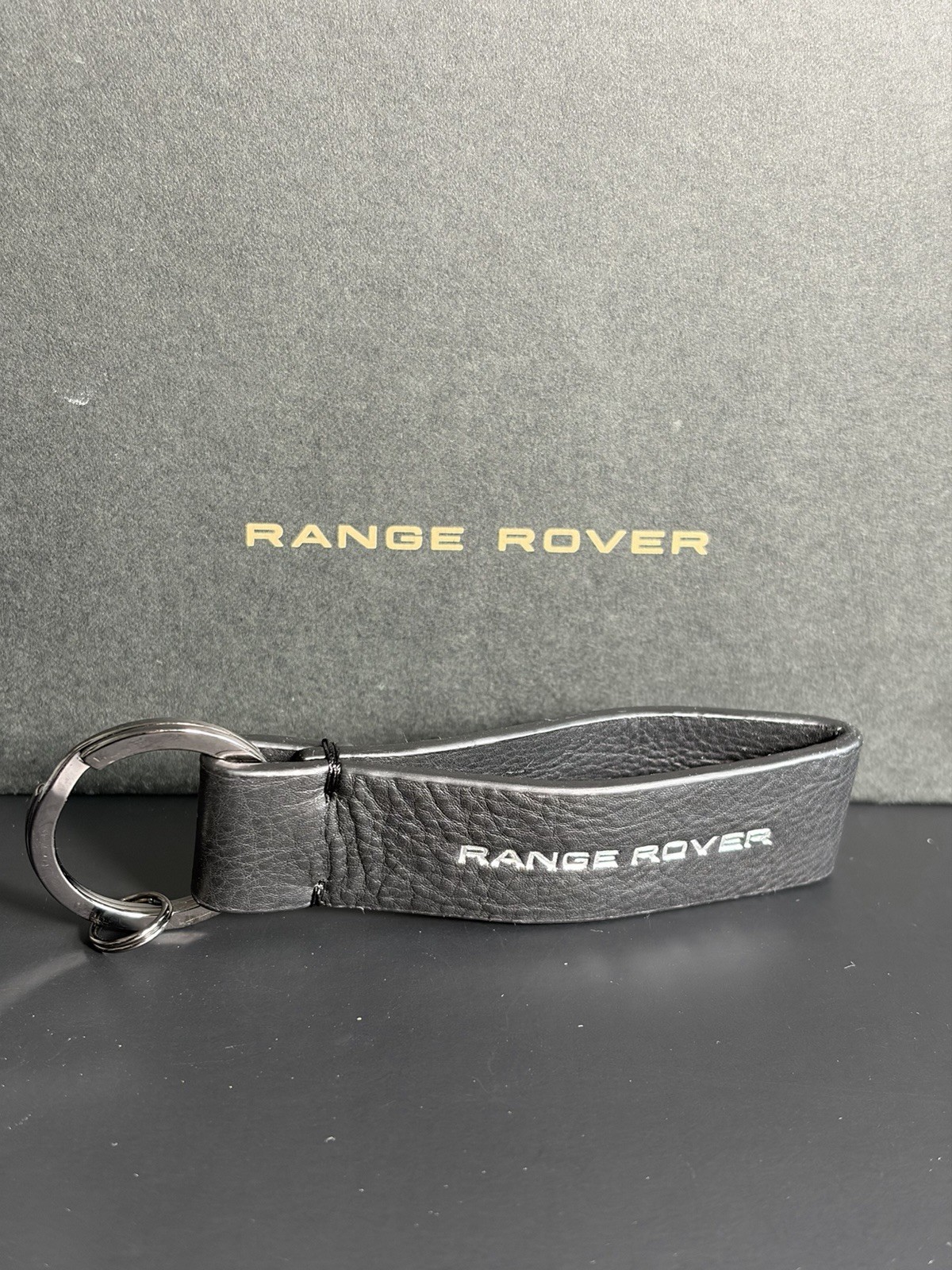 Genuine OEM Land Rover Range Rover Black Leather Keyring Brand New