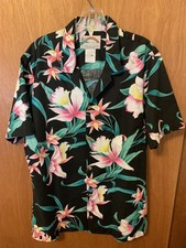 Vintage Paradise Found Men's Hawaiian Shirt - Honolulu Hawaii, Wood Buttons - Lg