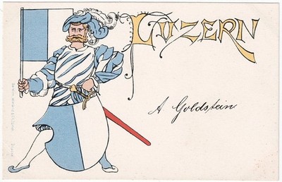 alte Litho-Ak Kanton LUZERN, Wappen, ungelaufen