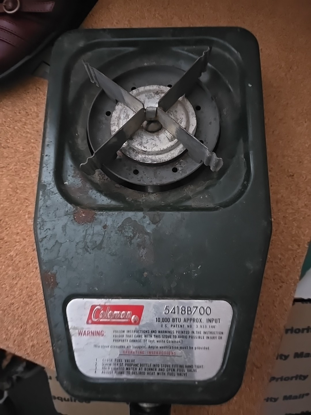 VINTAGE COLEMAN 5418B700 Camp Stove Tank Not Included