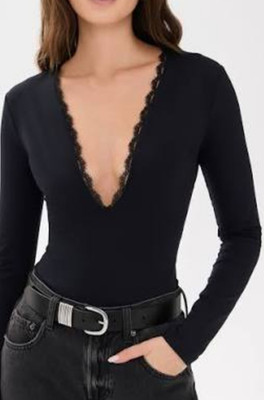Bodysuit  Fleur du mal deep plunge stretch bodysuit S