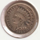 1863 Indian Head Penny American Civil War Copper Nickel US Coin Rare Old Cent