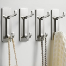 Wall Hooks for Coat and Towel: 13LB Strong Adhesive Door Hanger Stick On, Brushe