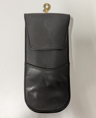 Levenger Black Leather Glasses Pen Case w/ Brass Clip Bolivia Vintage EUC