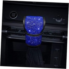 Leather Auto Gear Shift Knob Cover with Crystal Glitter Bling Rhinestones Blue