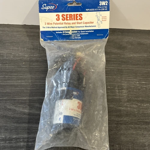 Supco 3W2 Hard Start Kit, Potential Relay, Start Capacitor, 208 To 240, Single,