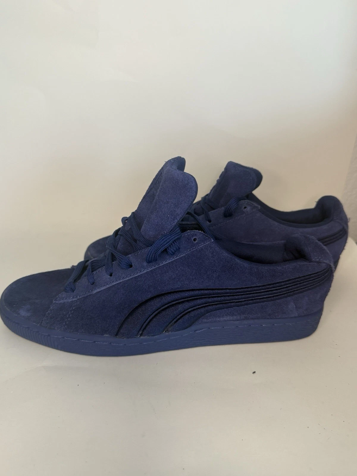 Sneakers basse uomo Puma scamosciate classiche mono blu navy taglia 8 5