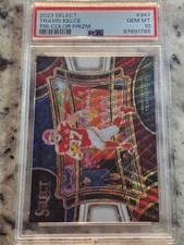 2023 '/75 PSA 10 Travis Kelce #347 Tri Color Prizm Field Kansas City Chiefs 