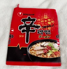 Nongshim, Shin Black Ramen Hand Sewn Pouch Bag with Zipper Top, Gachapon Prize