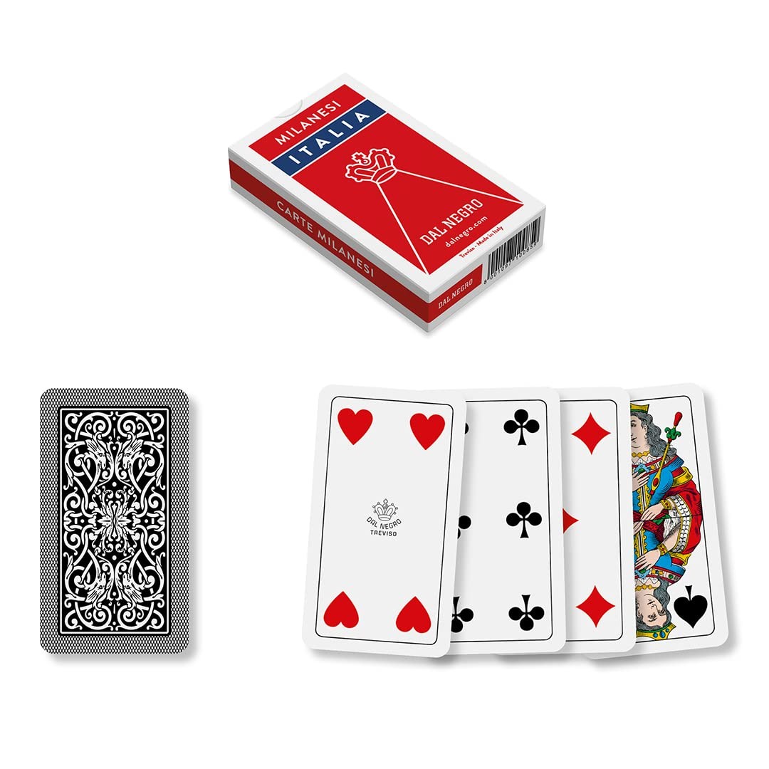 Dal Negro Milanesi Italia 010085 Italian Regional Playing Cards Red Case - Deck 2190₽