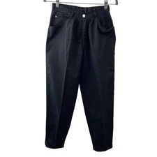 VINTAGE GITANO Black Poly Cotton Blend Pleated Front High Waist Pants Size 8/9