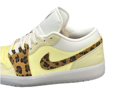 Air Jordan 1 Low Damen Sportschuhe Größe 8,5 UK Leopard SNKRS DAY LEMON DROP AJ1