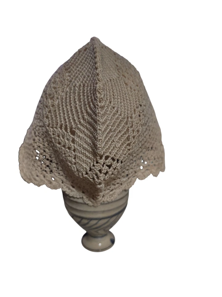 Antiguo gorro de bebé eduardiano tejido a mano sombrero recién nacido/muñeca Foto 3 de 4