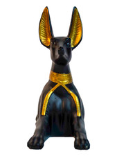 UNIQUE ANCIENT EGYPTIAN STATUE pharaonic seated stone sculpture Anubis jackal