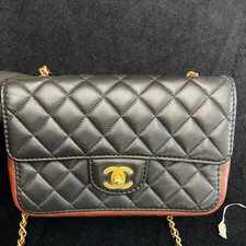 Chanel Red  Black Quilted Classic Flap Bag with Gold Chain