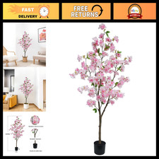 5FT Pink Cherry Blossom Tree - Faux Sakura Flower in Pot for Home, Wedding & Par