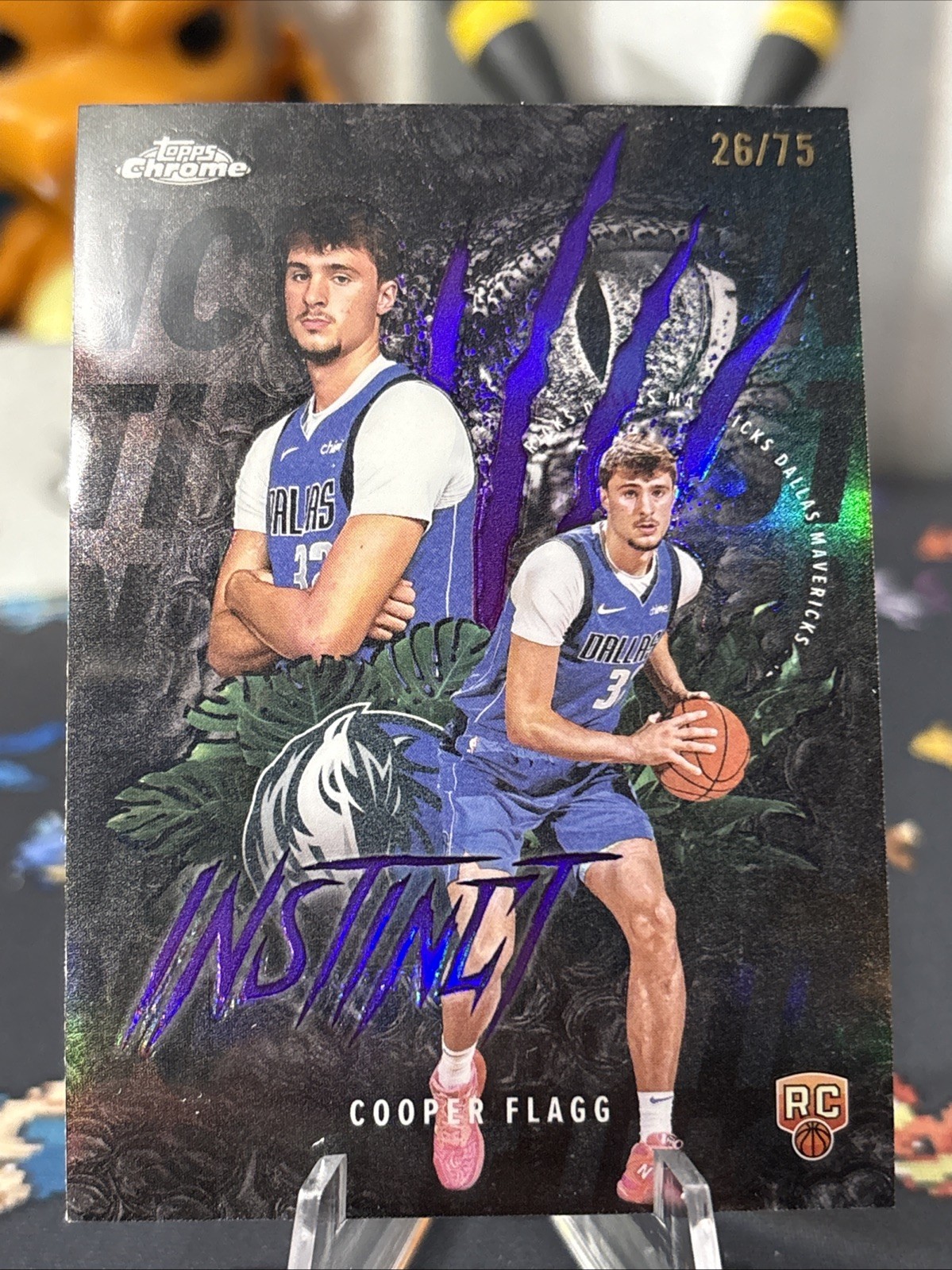 2025-26 Topps Chrome Cooper Flagg Instinct Purple Refractor #d/75 Clean RC Card!