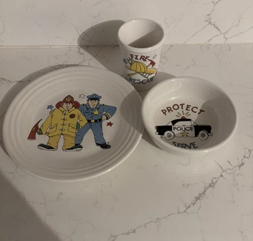 Fiesta Fiestaware Hometown Heroes Police Fire Rescue 3 Piece Dish Set