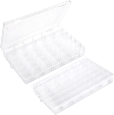 2Pcs Clear Visible Plastic Storage Box- Rectangular Storage Box, Suitable for Be