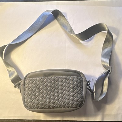 Sol and Selene Gray Woven Crossbody Bag with Zip & Adjustable Strap