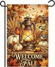 Fall Pumpkin Garden Flags 12x18 Double Sided, Yard Flags for Outside Autumn Sm
