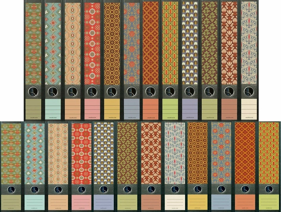 24 breite & schmale Ordnerrücken Pattern File Art Ordneraufkleber Aufkleber Deko - Bild 3 von 3