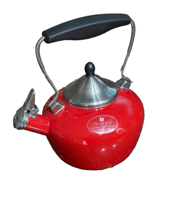 Chantal Victoria Whistling Red Enamel Tea Kettle 1.8 Qt