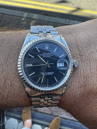 Rare 1978 Rolex Oyster Perpetual Datejust 36mm Black  Pie pan Dial Watch 1603