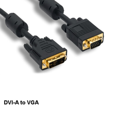 KNTK 15ft DVI-A 12+5 to VGA HD15 Cable 28 AWG Analog Display Monitor TV Video