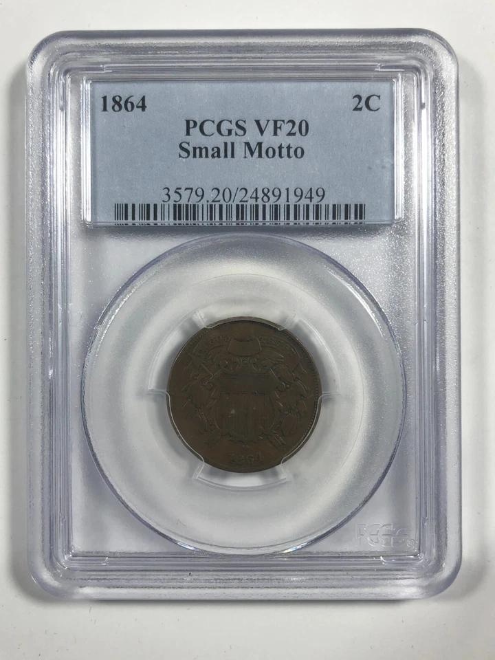1864 Shield Two Cent. .02. PCGS VF 20. Small Motto.  - Image 3 of 4