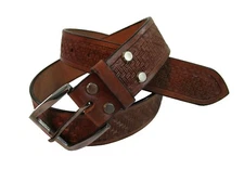 PRO WESTERN TOOLED LEATHER MENS BELT WORK OFFICE WEAR MEN BELTS WITH BUCKLE