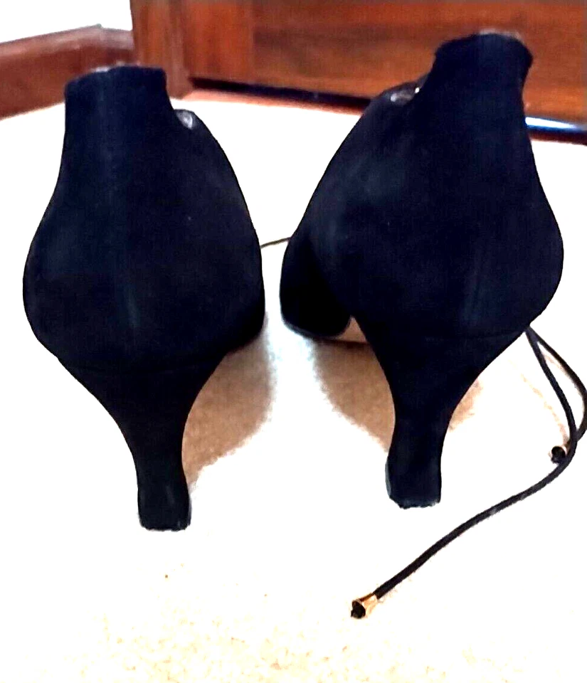 PRECIOSOS Zapatos de salón Paco GIL I. Magnin de gamuza negros talla 9B Foto 4 de 4