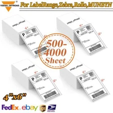 500-4000 4"x6" Fanfold Direct Thermal Shipping Labels for Zebra MUNBY Printers