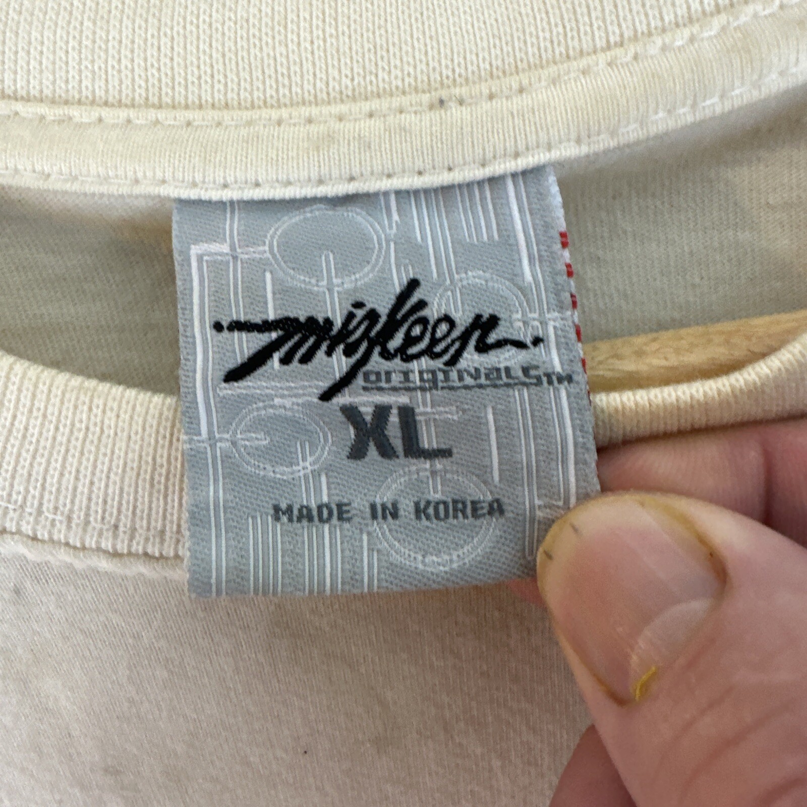 RARE VTG 90s Miskeen Originals T Shirt Mens Size XL Graphic Graffiti Beige image 5
