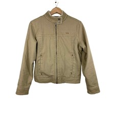 Kavu Women's Size M Tan Hemp Cotton Blend Sherpa Lined Full Zip Bomber Jacket