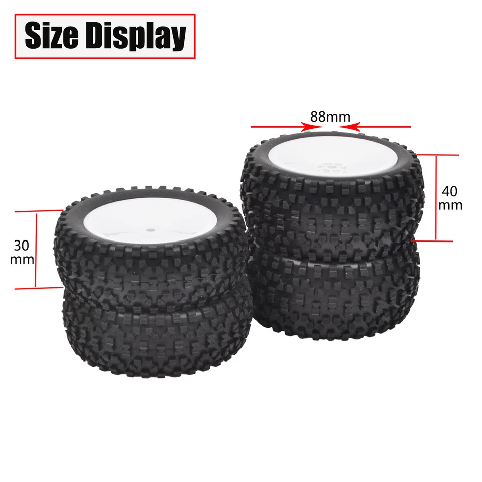 RC Buggy Front/Rear Tires W/Wheels Rims for Tamiya DF-02 DT-02 TT02BR TT02B Tyre - Image 2 of 4
