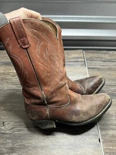 DD Tuff Brown Pull On Work Boots 10 D USA Made Western Steel Toe